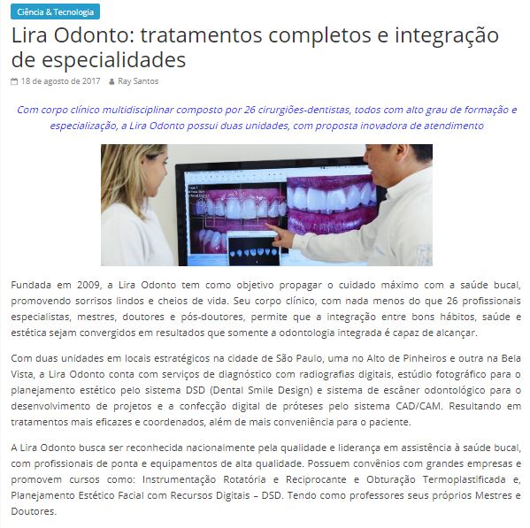 Lira Odonto: tratamentos completos e integração de especialidades