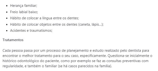 Saiba mais sobre diastema